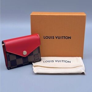 Louis Vuitton Zoe ebene wallet with Coral accent